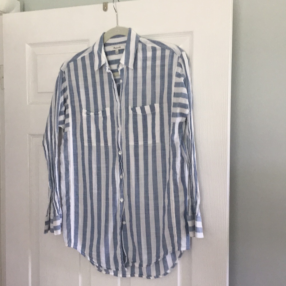 Madewell oversized button up in major stripe